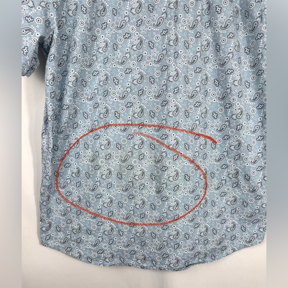 Southern Proper Men’s Paisley Shirt Casual Short Sleeve Button Down Blue Large - Picture 4 of 12